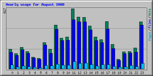 Hourly usage for August 2000